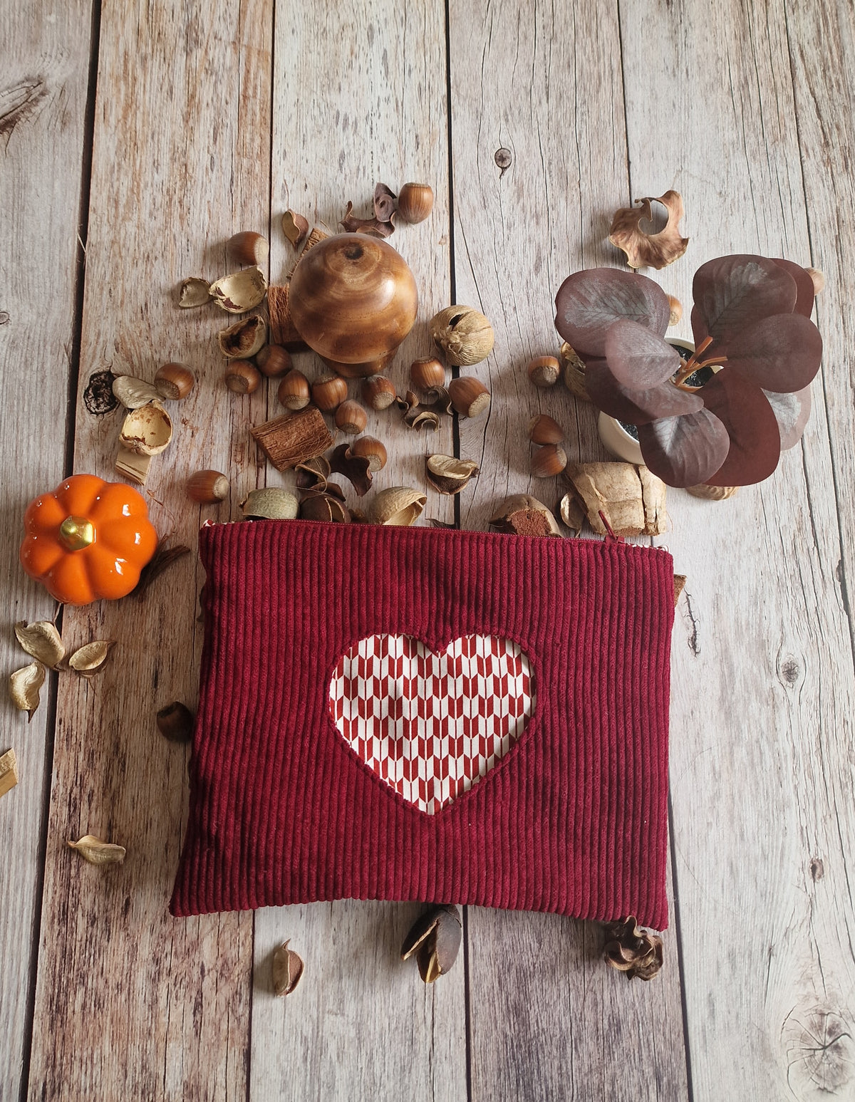 Pochette en velours Coeur