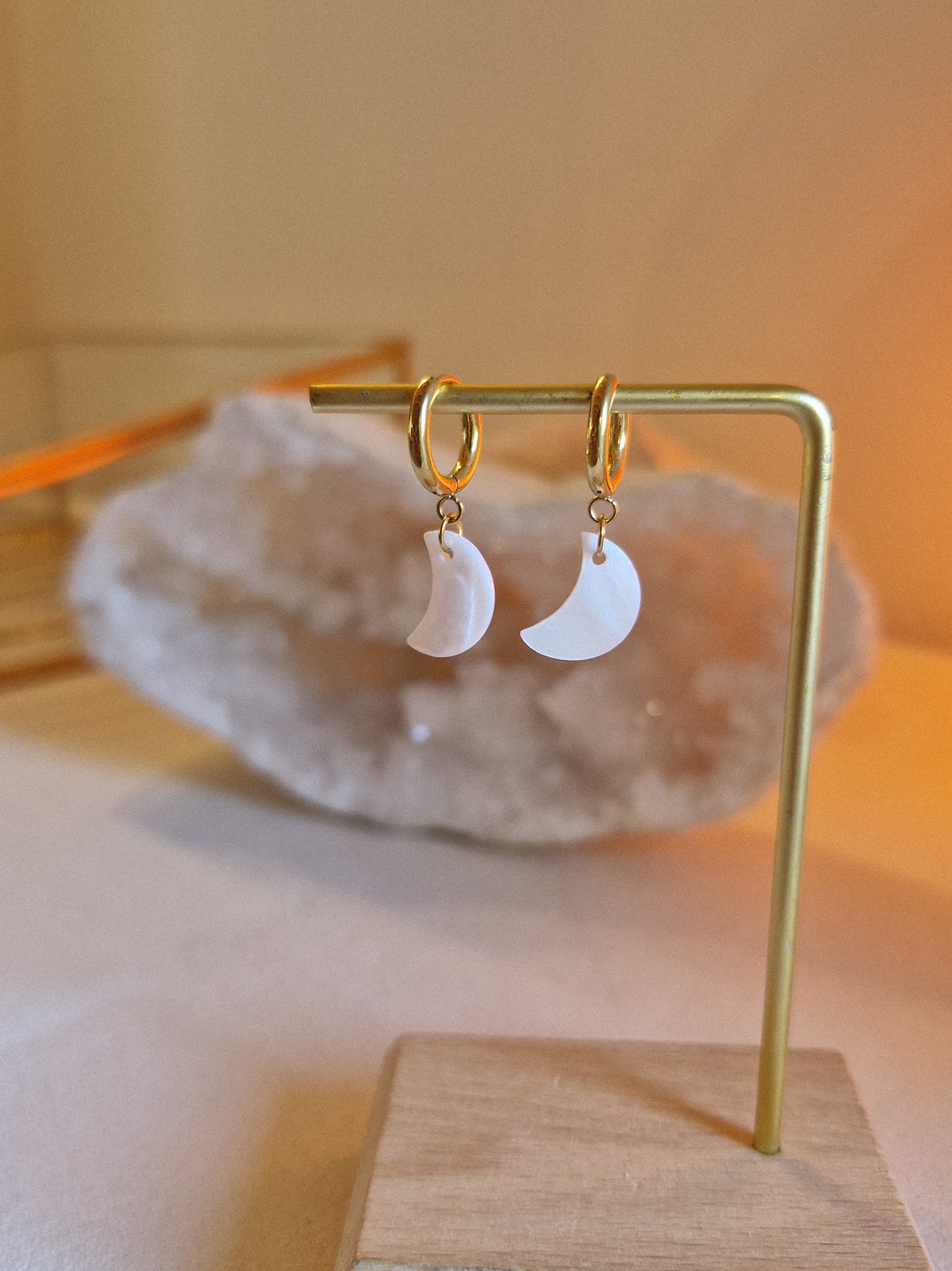 Boucles d'oreilles Lune Nacre