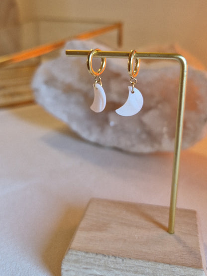 Boucles d'oreilles Lune Nacre