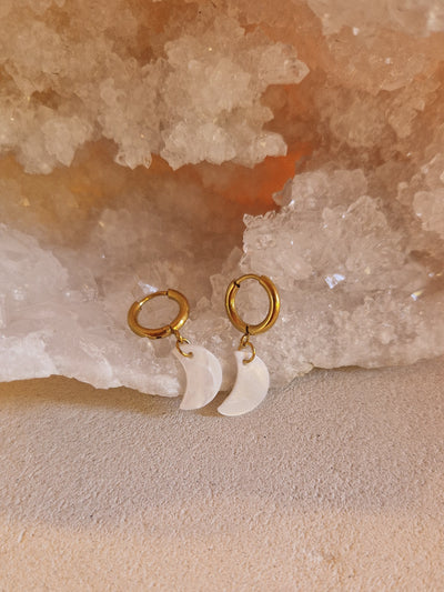 Boucles d'oreilles Lune Nacre
