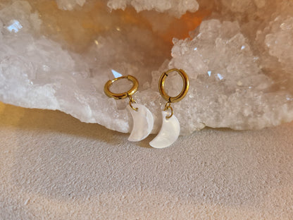 Boucles d'oreilles Lune Nacre