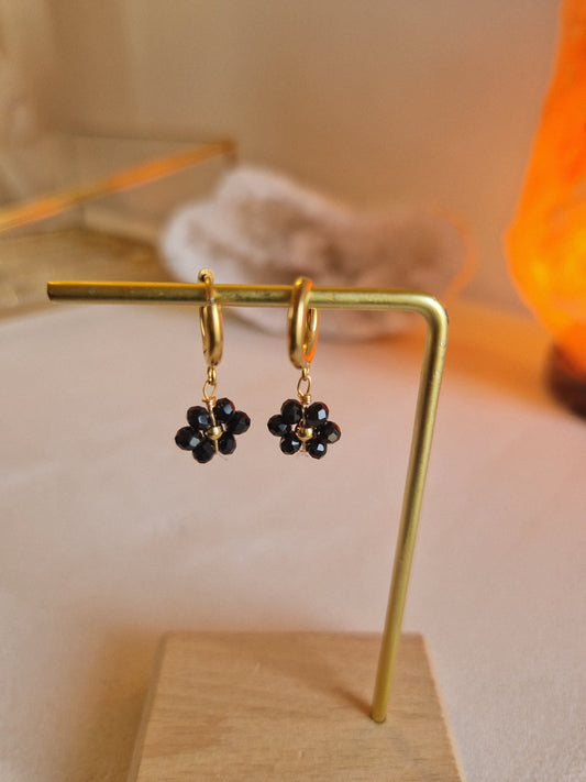 Boucles d'oreilles Fleurs noires