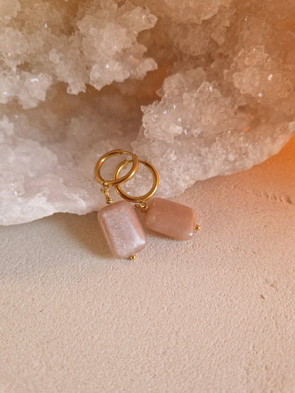 Boucles d'oreilles Pierre de Lune rose