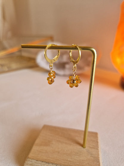 Boucles d'oreilles Fleurs ocre