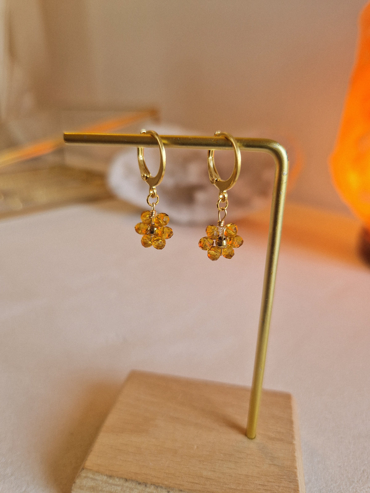 Boucles d'oreilles Fleurs ocre