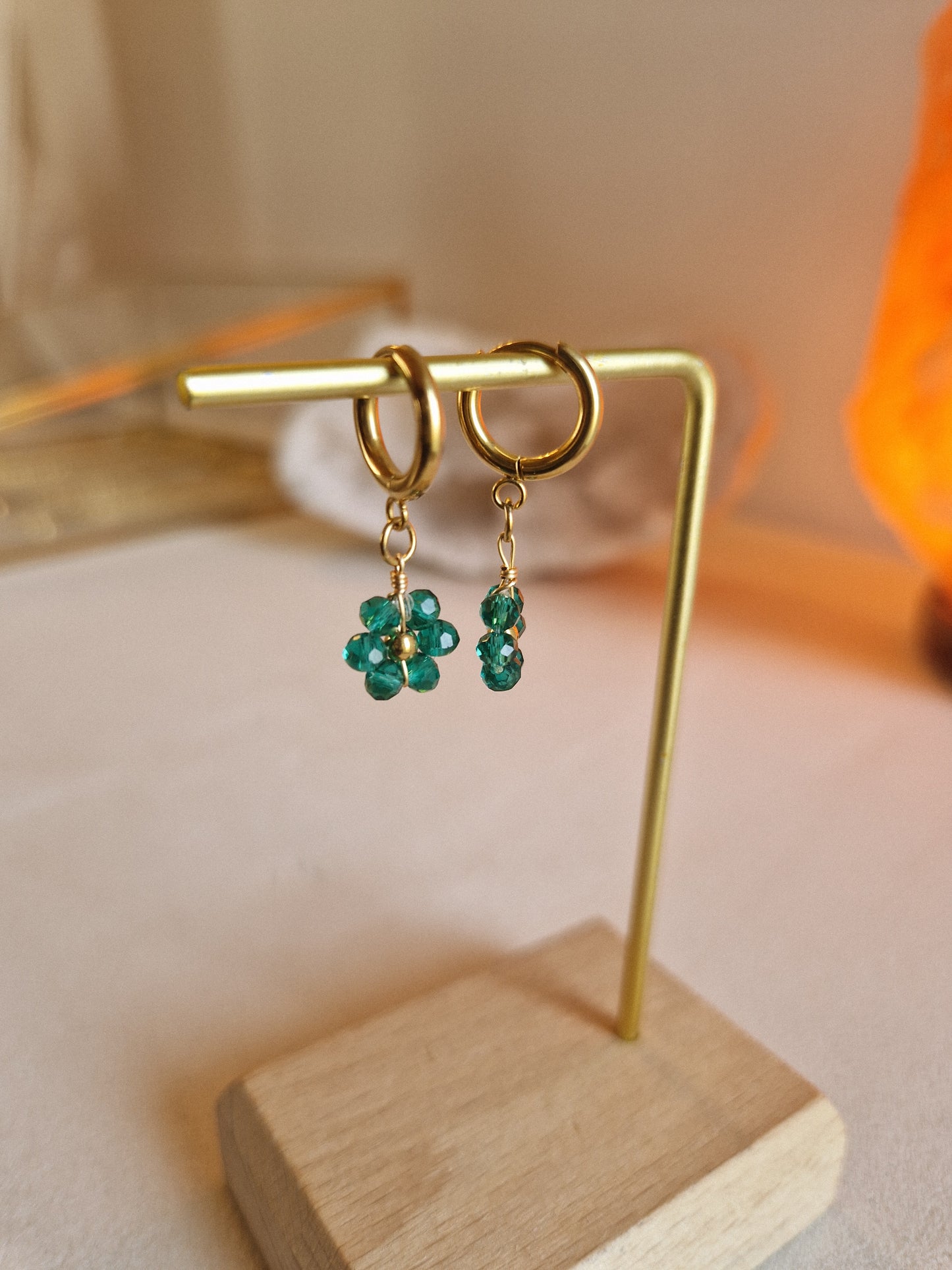 Boucles d'oreilles Fleurs turquoises