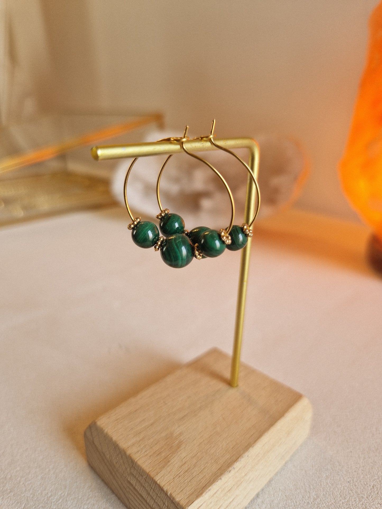 Boucles d'oreilles Eko Malachite