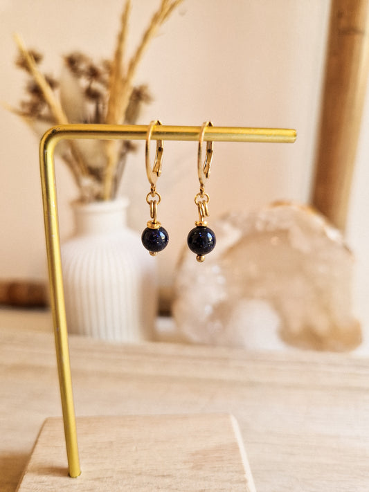 Boucles d'oreilles Elia Obsidienne