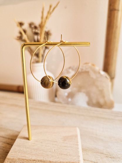 Boucles d'oreilles Fira Œil de Tigre