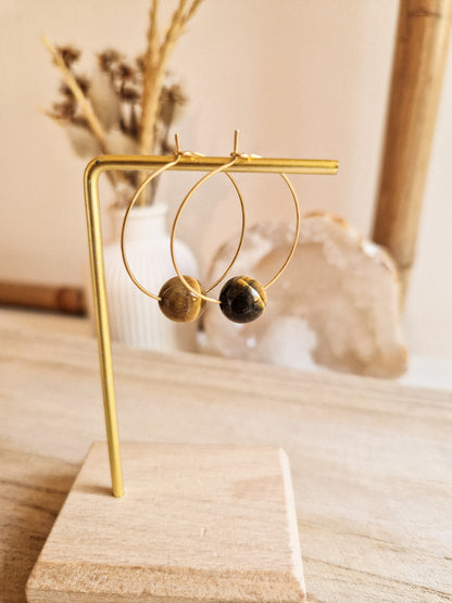 Boucles d'oreilles Fira Œil de Tigre