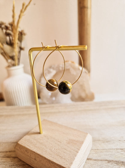 Boucles d'oreilles Fira Œil de Tigre