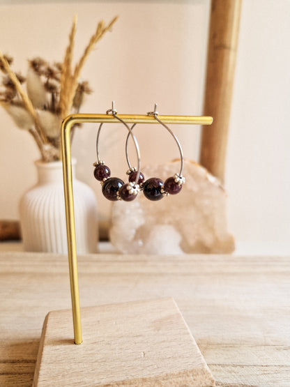 Boucles d'oreilles Eko Grenat