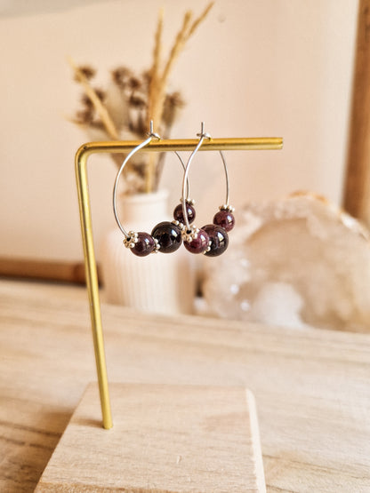 Boucles d'oreilles Eko Grenat