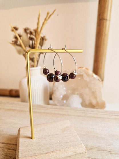 Boucles d'oreilles Eko Grenat