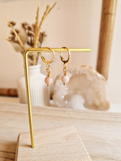 Boucles d'oreilles Elia Quartz rose