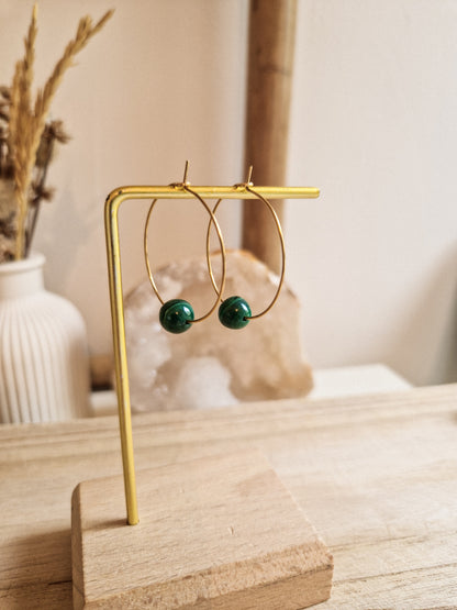 Boucles d'oreilles Fira Malachite