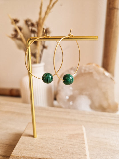 Boucles d'oreilles Fira Malachite