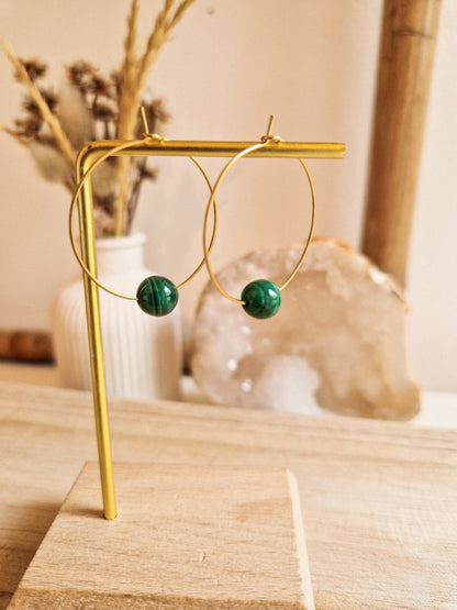Boucles d'oreilles Fira Malachite