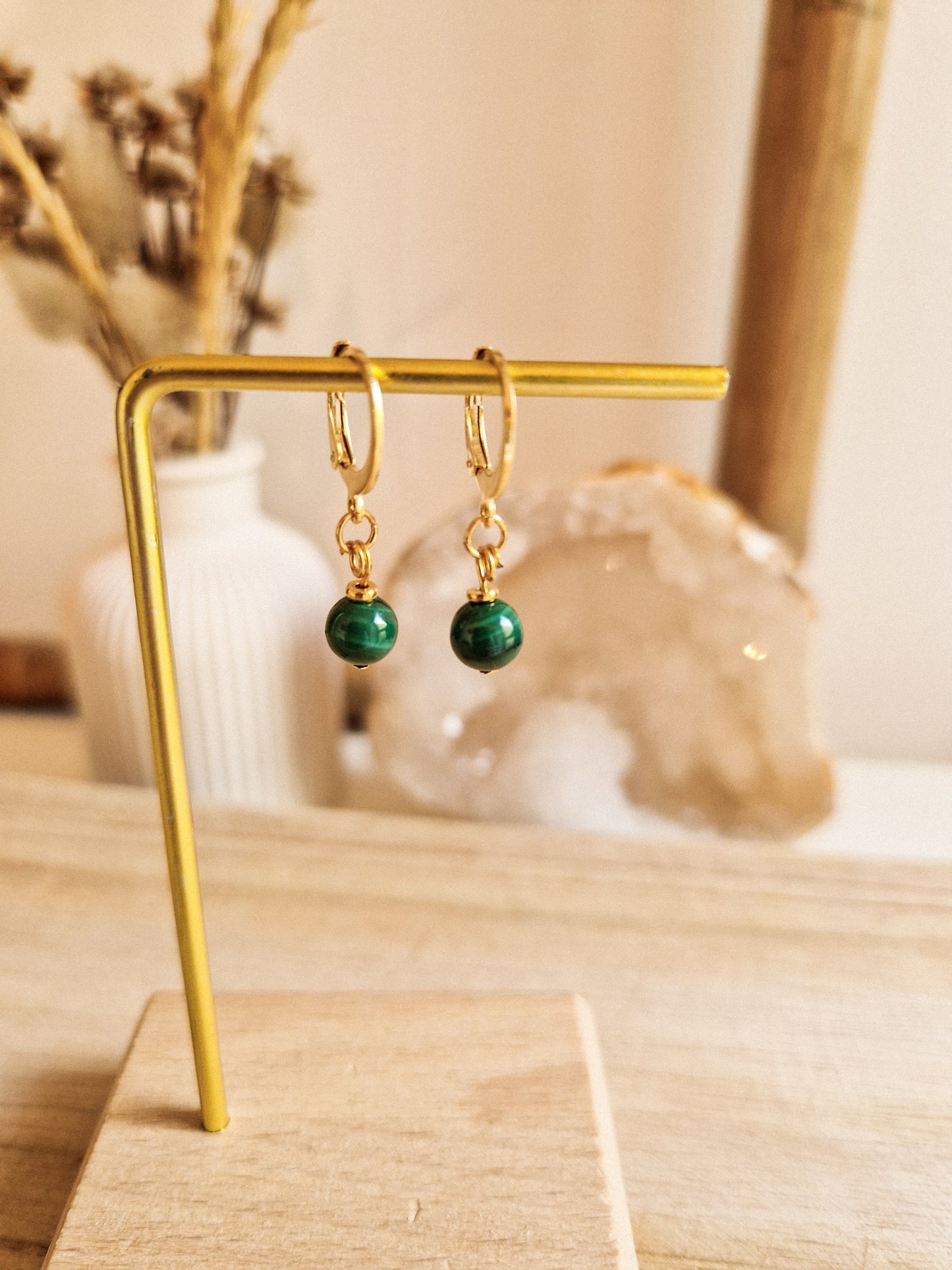 Boucles d'oreilles Elia Malachite