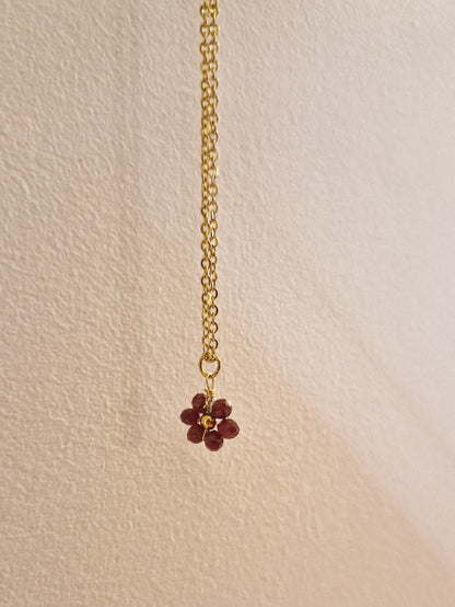 Collier Fleur Bordeaux