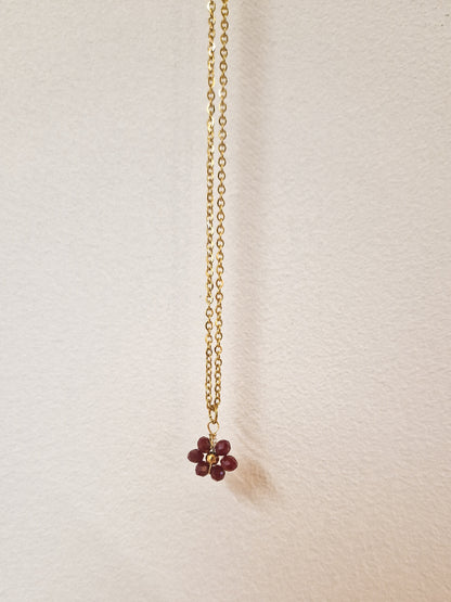 Collier Fleur Bordeaux