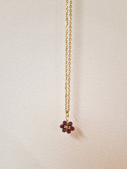 Collier Fleur Bordeaux
