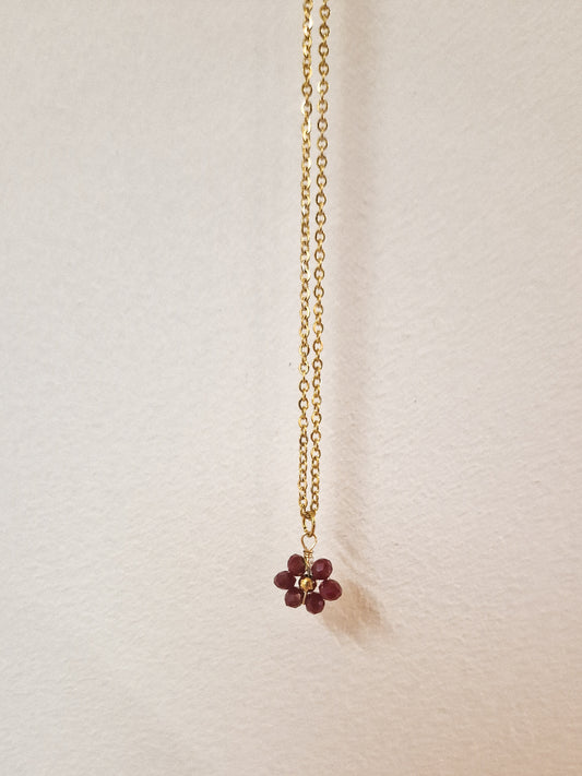 Collier Fleur Bordeaux