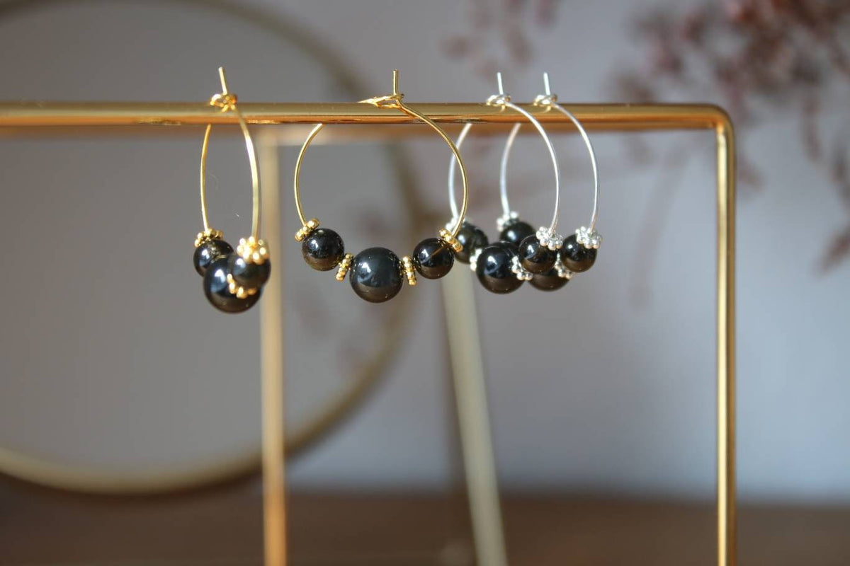Boucles d'oreilles Eko Obsidienne - Creations Colibri