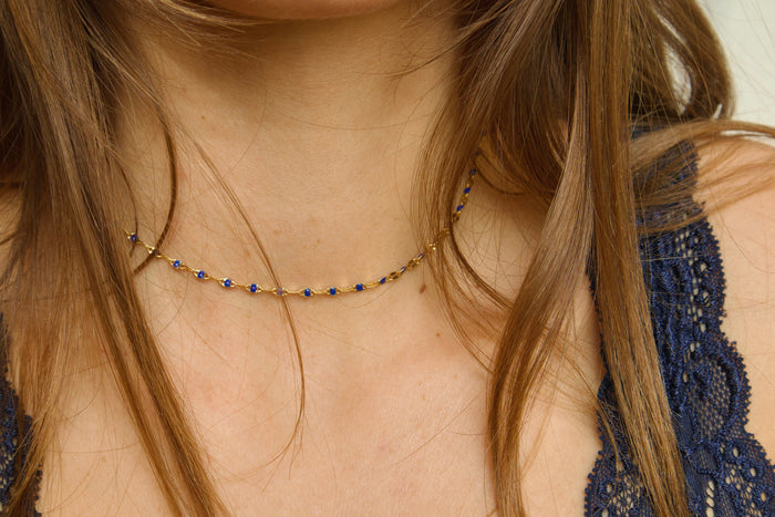 Collier Thelma - Bleu Marine - Creations Colibri