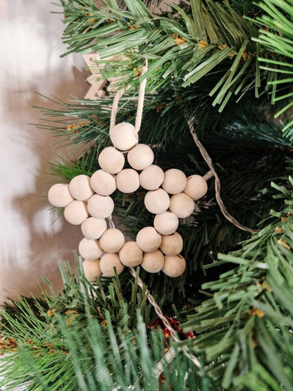 Boule de Noël réalisée à la main - Étoile en bois